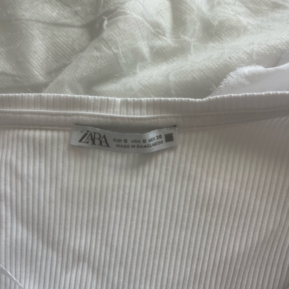 ZARA white ribbed ruffle top - Picture 3 of 3